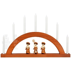 LED Round Arch with LED Candles walnut colored wood