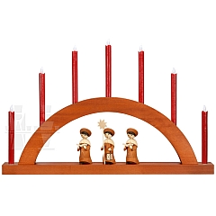 LED Round Arch with LED Candles walnut colored wood