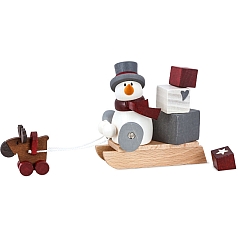 Snowman Otto with sled with gifts