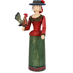 Rattle Doll red - green with rooster