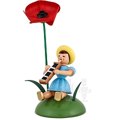 Flower Child colored sitting with Poppy and Melodica
