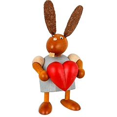 Easter Bunny light gray with Heart 7 cm