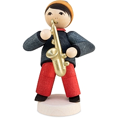 Winter musician boy with saxophone stained from Ulmik
