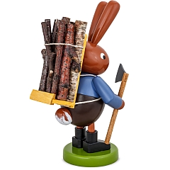 Hase mit Holztrage groß Serie 16 cm