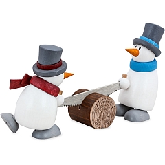 Snowman Fritz & Otto with Crosscut Saw