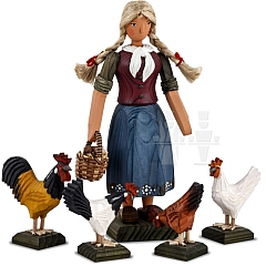 Farmer’s wife with chickens, large